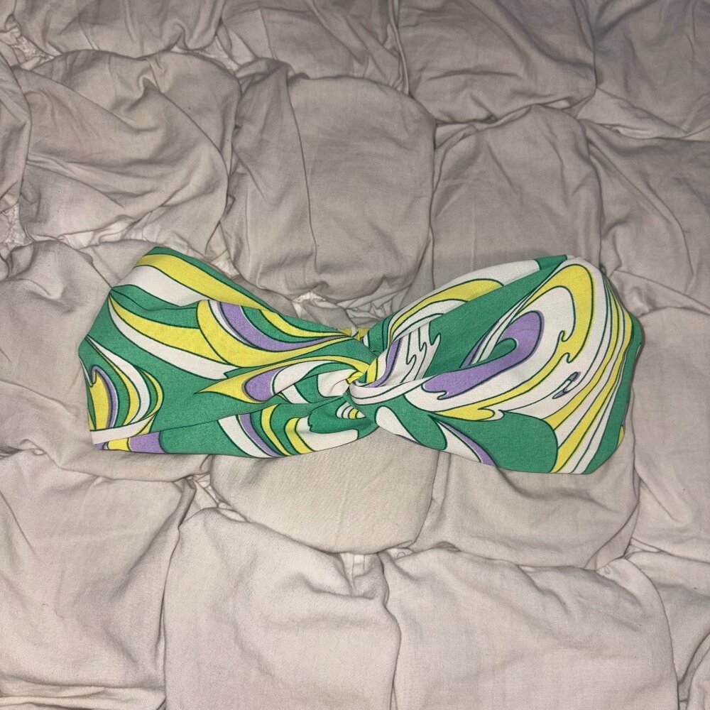 ✨ FREE PEOPLE Pucci Print Twisted Headband | Retro Psychedelic Green & Yellow